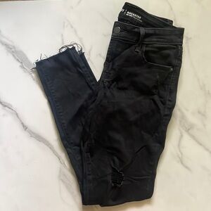 Old Navy- black denim with multiple holes on each leg and fringe on bottom (04)